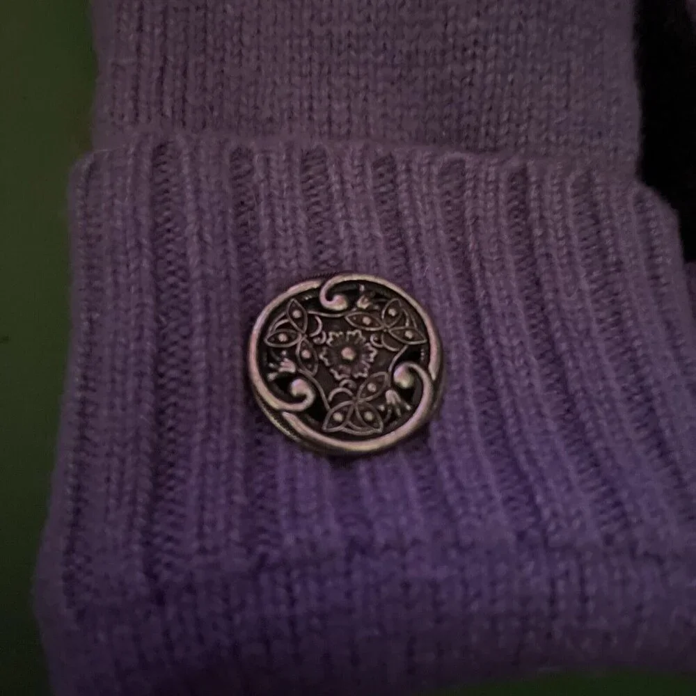 Purple & Grey Wool Bejeweled Women’s Drivers Mittens Medium